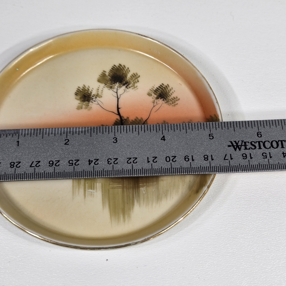 Antique Porcelain Made In Japan Tree In The Meadow Trinket Dish Catchall Japan - Picture 13 of 17